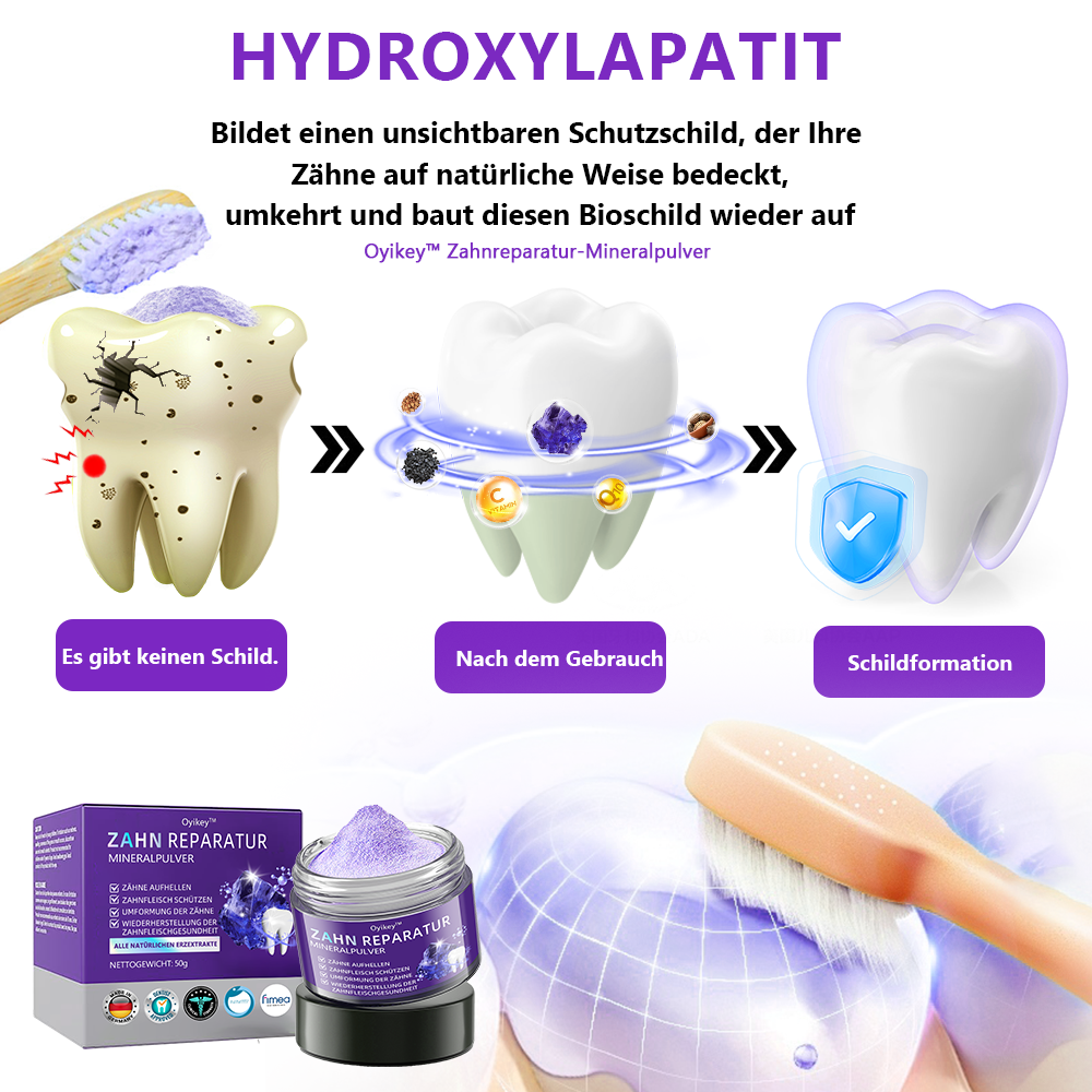 ✅Offizieller Shop: Oyikey™🌱Zahnreparatur-Mineralpulver 👨⚕️ Empfohlen von der Deutschen Zahnärztekammer (wirkt effektiv gegen Karies, Zahnfleischerkrankungen, Zahnsensibilität, Mundgeschwüre, gelbe Zähne und verbessert die Mundgesundheit)