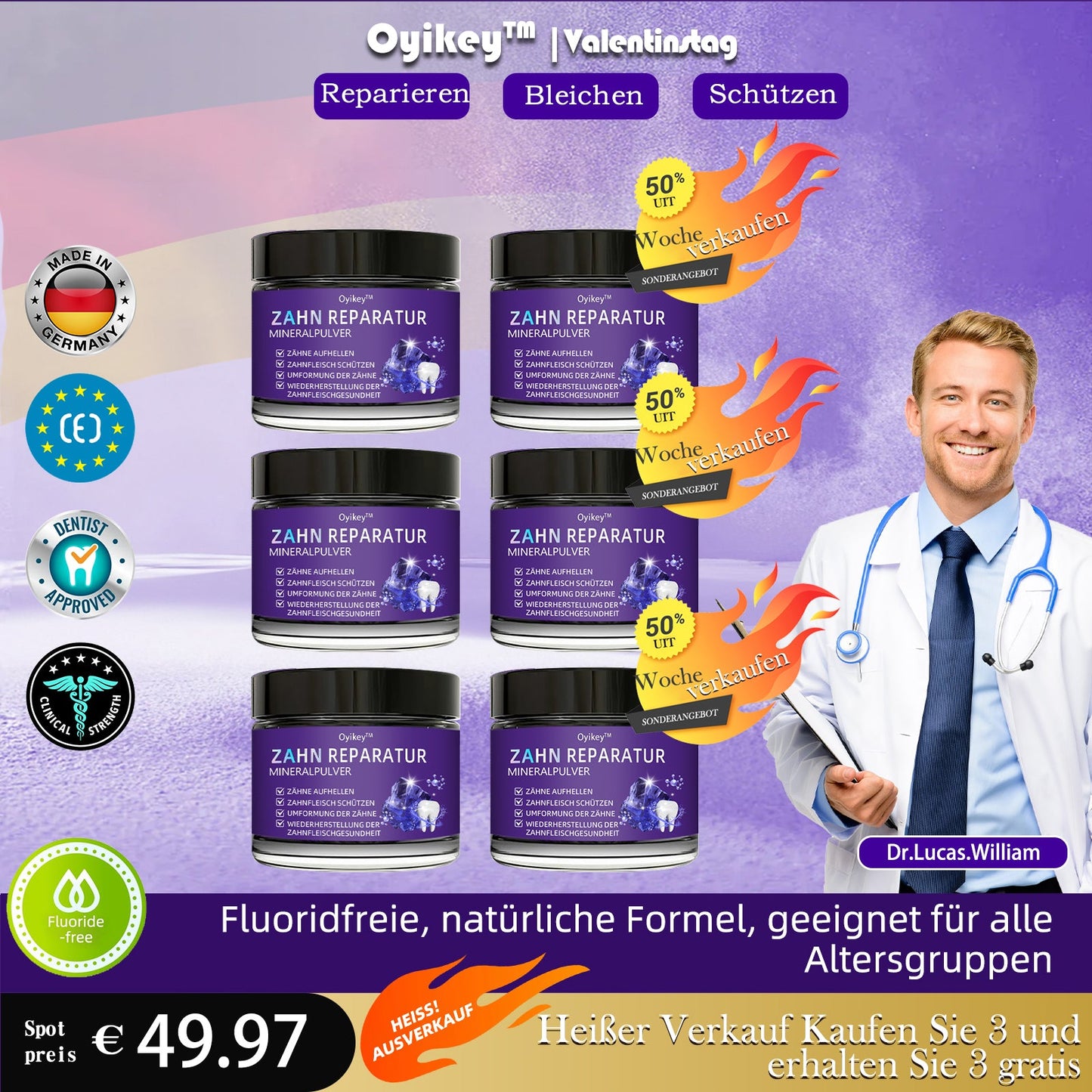 ✅Offizieller Shop: Oyikey™🌱Zahnreparatur-Mineralpulver 👨⚕️ Empfohlen von der Deutschen Zahnärztekammer (wirkt effektiv gegen Karies, Zahnfleischerkrankungen, Zahnsensibilität, Mundgeschwüre, gelbe Zähne und verbessert die Mundgesundheit)