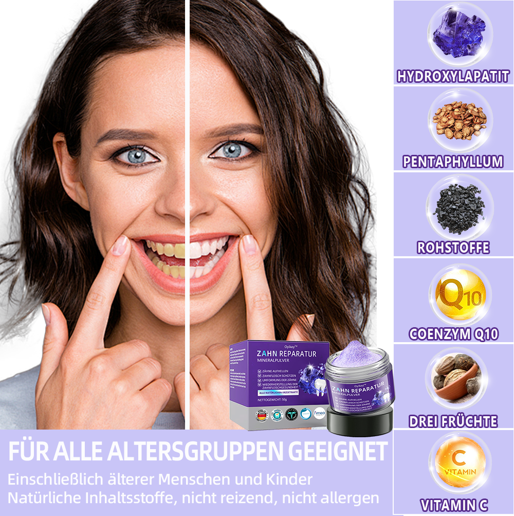 ✅Offizieller Shop: Oyikey™🌱Zahnreparatur-Mineralpulver 👨‍⚕️ Empfohlen von der Deutschen Zahnärztekammer (wirkt effektiv gegen Karies, Zahnfleischerkrankungen, Zahnsensibilität, Mundgeschwüre, gelbe Zähne und verbessert die Mundgesundheit)