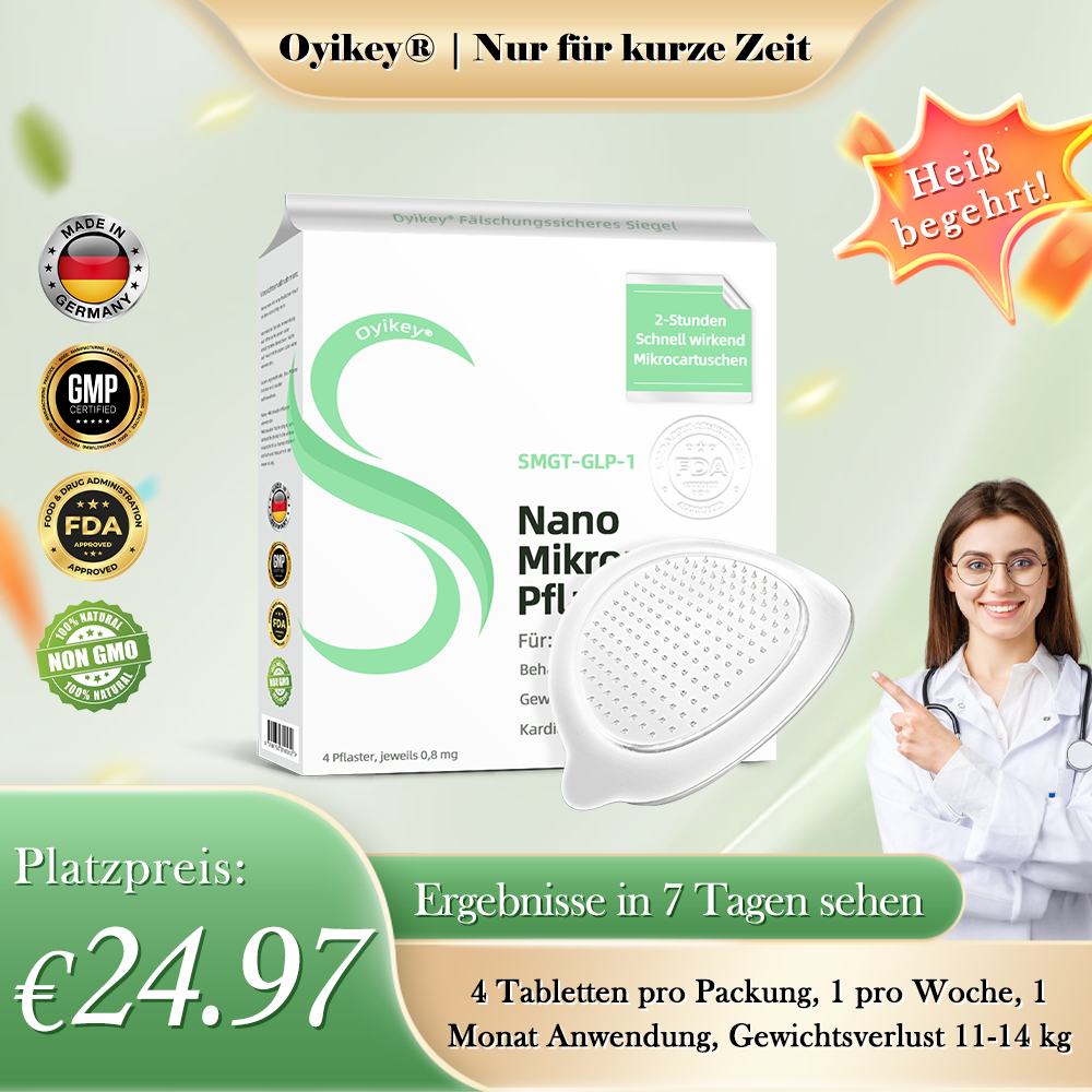 【BfArM-Zertifizierung ohne Nebenwirkungen】💉Oyikey®SMGT-GLP-1 Nano-Mikronadel-Pflaster（Schmerzfrei, lang anhaltend, gegen Diabetes, Fettleibigkeit und Herz-Kreislauf-Erkrankungen👨‍🔬）