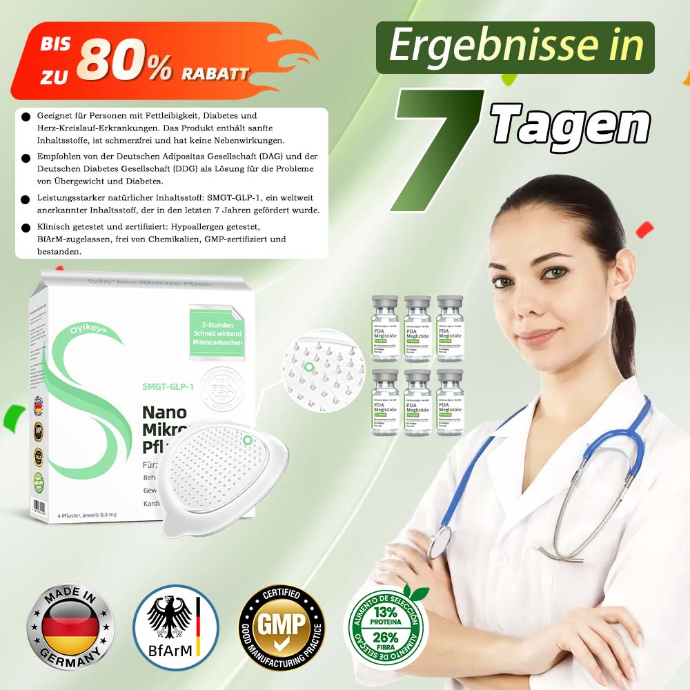【BfArM-Zertifizierung ohne Nebenwirkungen】💉Oyikey®SMGT-GLP-1 Nano-Mikronadel-Pflaster（Schmerzfrei, lang anhaltend, gegen Diabetes, Fettleibigkeit und Herz-Kreislauf-Erkrankungen👨‍🔬）