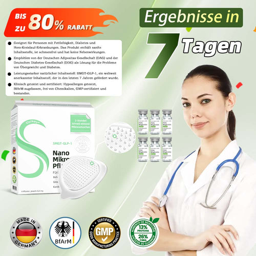 【BfArM-Zertifizierung ohne Nebenwirkungen】💉Oyikey®SMGT-GLP-1 Nano-Mikronadel-Pflaster（Schmerzfrei, lang anhaltend, gegen Diabetes, Fettleibigkeit und Herz-Kreislauf-Erkrankungen👨‍🔬）